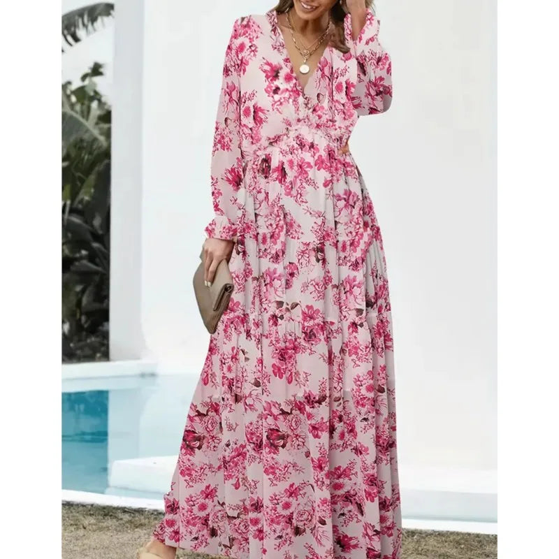 Calantha™ | Boho V-Neck Corset Maxi Dress