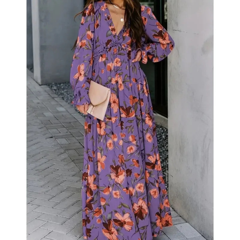 Calantha™ | Boho V-Neck Corset Maxi Dress