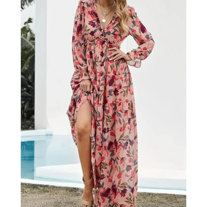 Calantha™ | Boho V-Neck Corset Maxi Dress