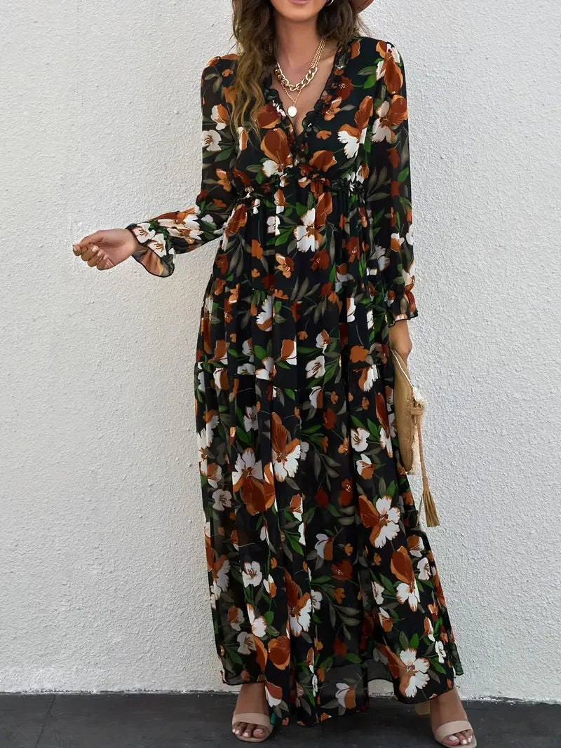 Calantha™ | Boho V-Neck Corset Maxi Dress