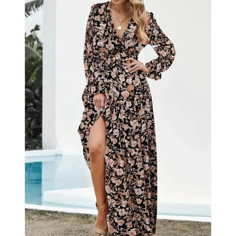 Calantha™ | Boho V-Neck Corset Maxi Dress