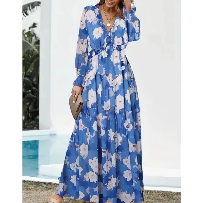 Calantha™ | Boho V-Neck Corset Maxi Dress