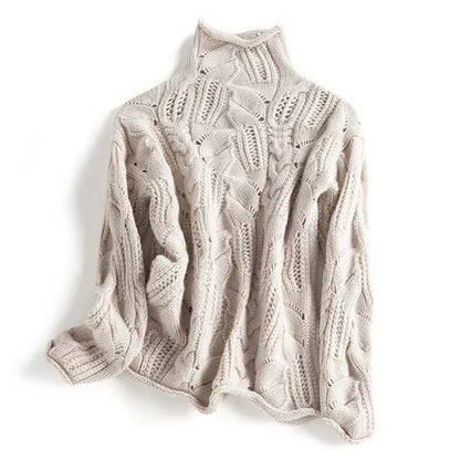 LuxeLoop Wool Pullover Hollow Wool Sweater Women Causal Loose Solid Knit Pullover