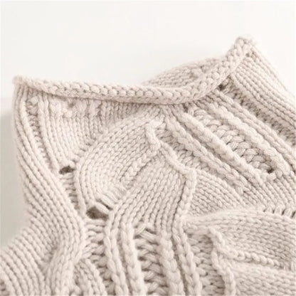 LuxeLoop Wool Pullover Hollow Wool Sweater Women Causal Loose Solid Knit Pullover
