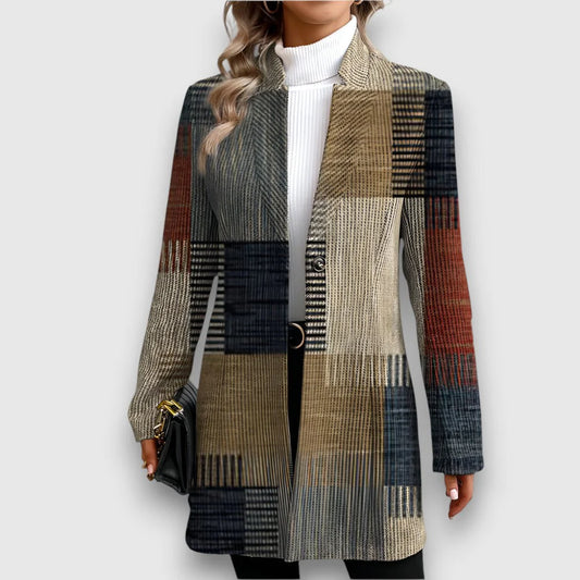 Timeless Stand Collar Coat| Stylish medium-length jacket with a stand collar and elegant European-American design.