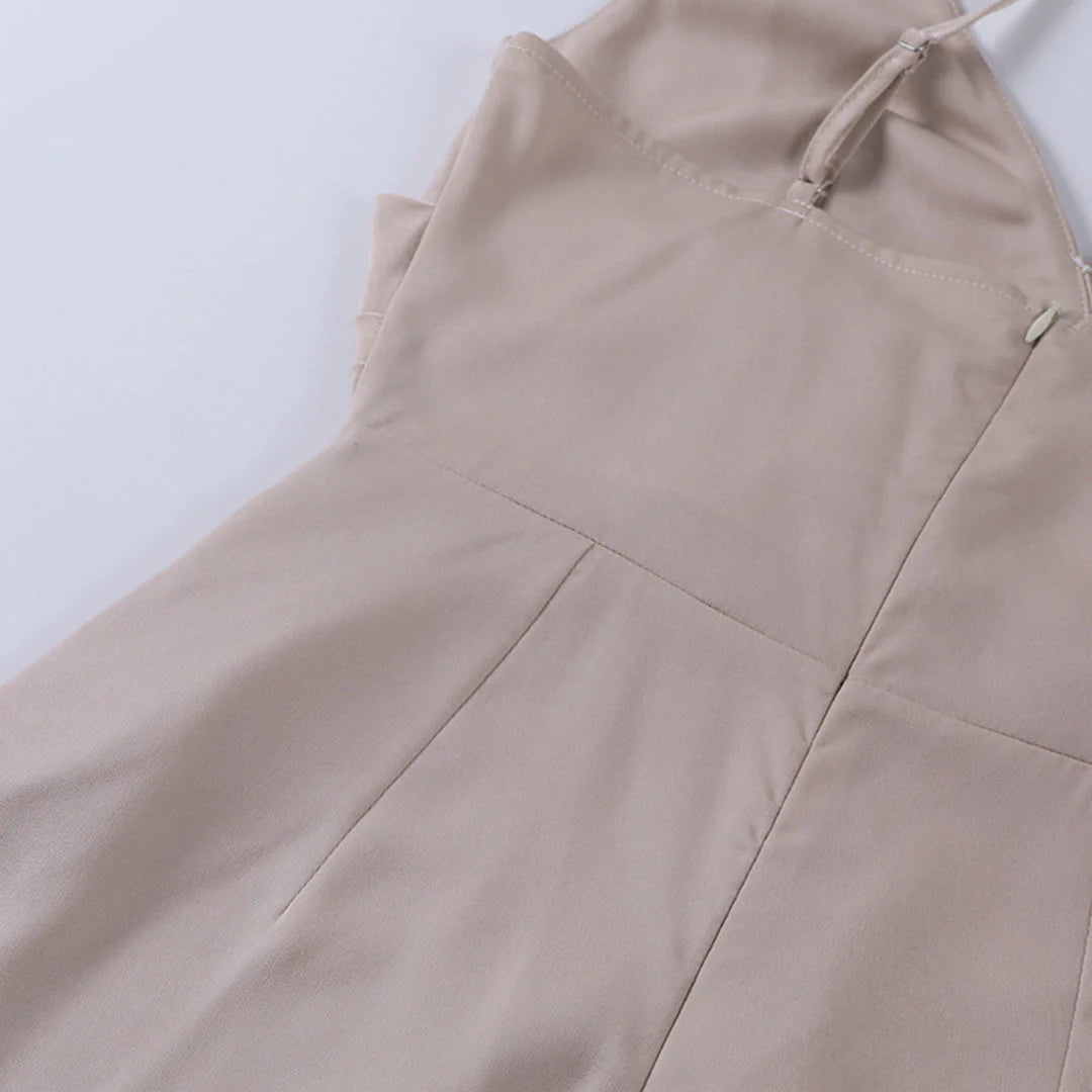 Luxury Evening Party Maxi Dress | Sexy halter maxi dress with a deep V-neck and high slit, perfect for elegant evening events.