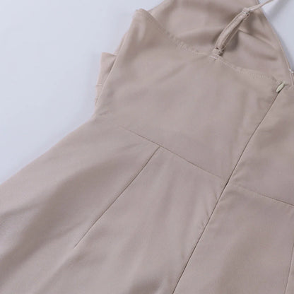 Luxury Evening Party Maxi Dress | Sexy halter maxi dress with a deep V-neck and high slit, perfect for elegant evening events.